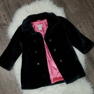 Circo Black Pea Coat with Pink Lining Size 4T